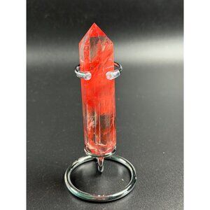 Cherry Quartz Double Point Wand w/Stand Healing Crystal  4" 82g Clear Red Tower